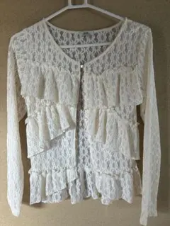 earth music&ecology レースフリルカーディガン