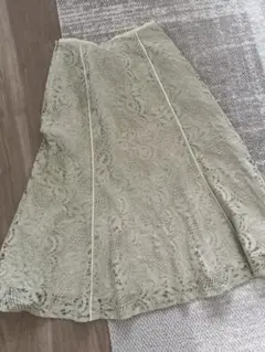 ミントグリーンレース フレアロングスカートオフィスカジュアルMERCURYDUO