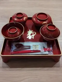 お食い初め 赤い漆器セット(男の子用) 国産特選