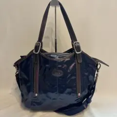 【美品】TOD’S ハンドバッグ 2way ショルダーバッグ　Gライン　ネイビー