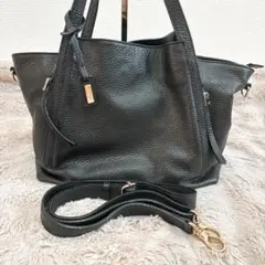 【極美品】銀座かねまつ 本革 2WAY ブラッグ ショルダー / ハンドバッグ