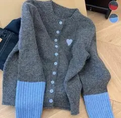 グレーのハート刺繍カーディガンMサイズ
