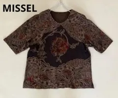 MISSEL ミゼール 半袖 刺繍カットソー Tシャツ 総柄　昭和レトロのサムネイル