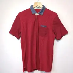 CROCODILE ハーフジップ半袖ポロシャツ ボーダー レッド 赤 М