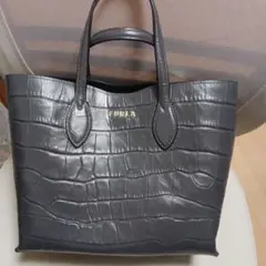 未使用品 FURLA フルラ クロコ型押し トートバッグ グレー - メルカリ