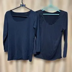 レディース　裏起毛　暖かいインナー　2枚セット　黒　Lサイズ