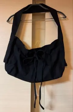 布のブラックショルダー　手提げ2ウエイ　バッグ