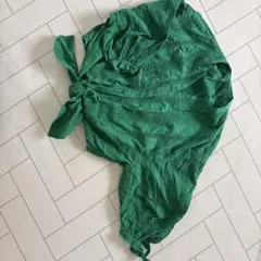 Mila Owen グリーン レース 半袖ブラウス リボン付きのサムネイル