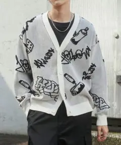 WEGO　ベロアモールグラフィティカーディガン