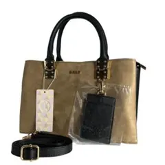 【未使用】D.KELLY ハンドバッグ 　ベージュ×ブラック