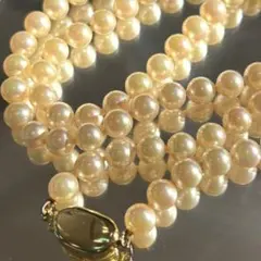 ヴィンテージ　セミロングパールネックレス　ガラスパール　約61cm