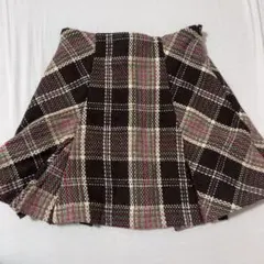 GRL インパン裏地付きチェック柄プリーツスカート[tu963] ブラウン