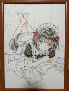 【原画】　オリジナル　手描きイラスト　メイドさん　コピック　A3 原画】 オリジナル 手描きイラスト メイドさん コピック A3 - メルカリ