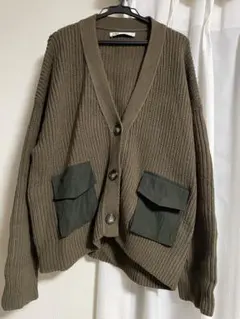 ZARA ニットカーディガン カーキ
