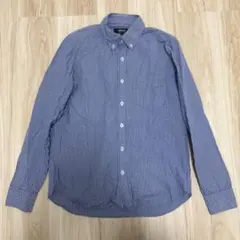 COMME CA ISM ボタンダウンシャツ L 青白チェック