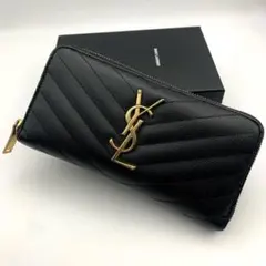 美品】サンローラン 長財布 キャビアスキン カサンドラ ラウンド