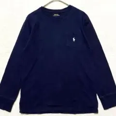 【美品✨】ポロラルフローレン ポニー刺繍　胸ポケット 長袖Tシャツ　ネイビーのサムネイル