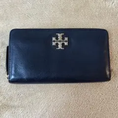 【やや傷汚れあり】Tory Burch ブラックレザー 長財布