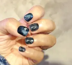 ダークブルー グリッター ネイルチップ 10個セット