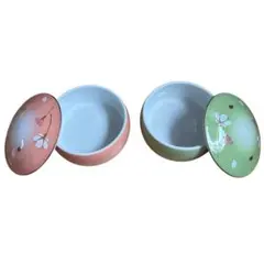 【未使用】有田焼 錦松梅 蓋付容器 2客セット 桜柄 小鉢 薬味入れ 伝統工芸