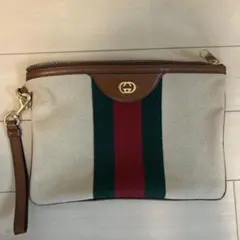 Gucci クラッチバッグ ベージュ/グリーン/レッド