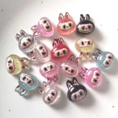 LABUBUラブブ ネイルパーツ15個セット（クリアフェイス）