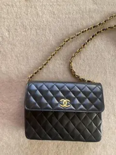 CHANEL ブラック レザー ショルダーバッグ★ヴィンテージ