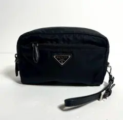 【現行型・新品同様✨】プラダ　ポーチ　ストラップ　ナイロン　サフィアーノレザー