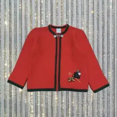 赤 ウール カーディガン 刺繍付き 古着屋