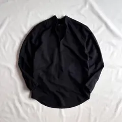00s USA label ramie pullover shirt BLK