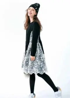 Chesty チェスティ ワンピース 花柄刺繍レース 黒