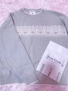 トリートユアセルフ　セーター　グレー　ピンク　ハート　カタログ付き　ニット