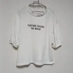 GLACIER☆胸元レースデザインフロントプリントTシャツ☆カットソーWHITEのサムネイル