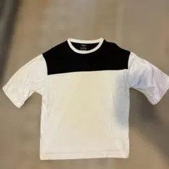 ホワイト/ブラック クルーネック Tシャツ Ｌのサムネイル