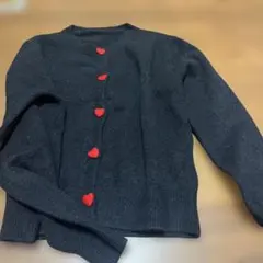 hillk黒カーディガン 赤いハートボタン