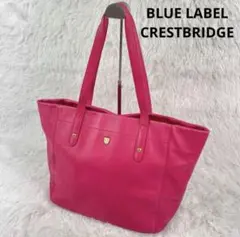 ブルーレーベルクレストブリッジ　トートバッグ　ピンク　チェック柄　レザー　A4