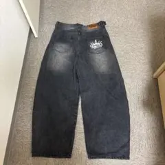 ワイドレッグデニム ダークグレー グラフィック