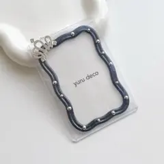 レジンデコ 硬質ケース トレカケース B8 推し活 紺 ネイビー 王冠 うねうね