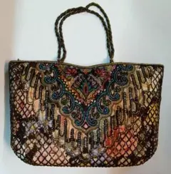 【タグ付】ルミーハシモト　ビーズバッグ　パーティーバッグ　べっ甲　王冠　がま口 LUMY はしもと ルミー 皇室御用達 ビーズバッグ パーティーバッグ