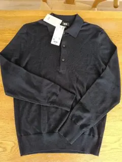 【新品タグ付き】UNIQLO エクストラファインメリノ ニットポロ 長袖 XS