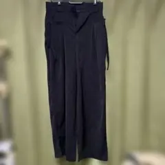 ブラック ワイドスラックスパンツ サイド紐