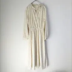 〈グラシア〉ロングワンピース　ドット　オフホワイト　S