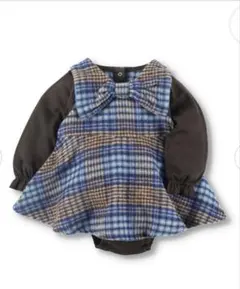 新品80cm branshes シャギーチェック柄長袖カバーオール