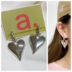 2368-2 2wayゴールド☺︎スクエアフープとハートチャームのピアス☺︎