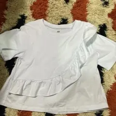 H&M フリルデザイン 半袖Tシャツ 水色
