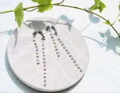 No.19パステルカラー ガラスビーズ バックデザインピアス 金属アレルギー対応