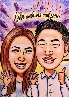 【カップル似顔絵 パステルタッチ】オーダー似顔絵☆結婚式、誕生日や記念日に