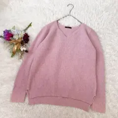 【アーバンリサーチロッソ】ハートネック リブ編み ニットセーター(F)ゆったり