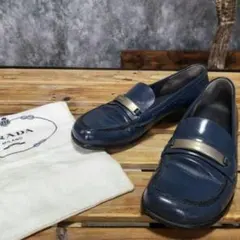 3700◾PRADA プラダ ローファー レザー ネイビーch07ill