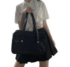 バック　スクールバック　黒　ブラック　スクバ　通学　肩掛け　定番　学生　合皮